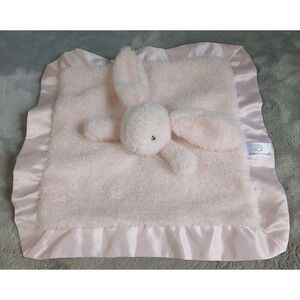 Apricot Lamb Lovey Bunny Rabbit Pink Plush Security Blanket Toy Satin Trim 13"
